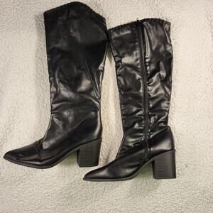 NEW Journee Collection Daria wide-calf cowboy knee-high boots black size WD 8.5